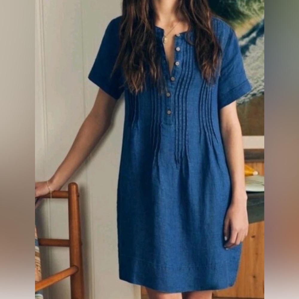 NWOT Faherty Gemina dress, indigo blue, Sz S